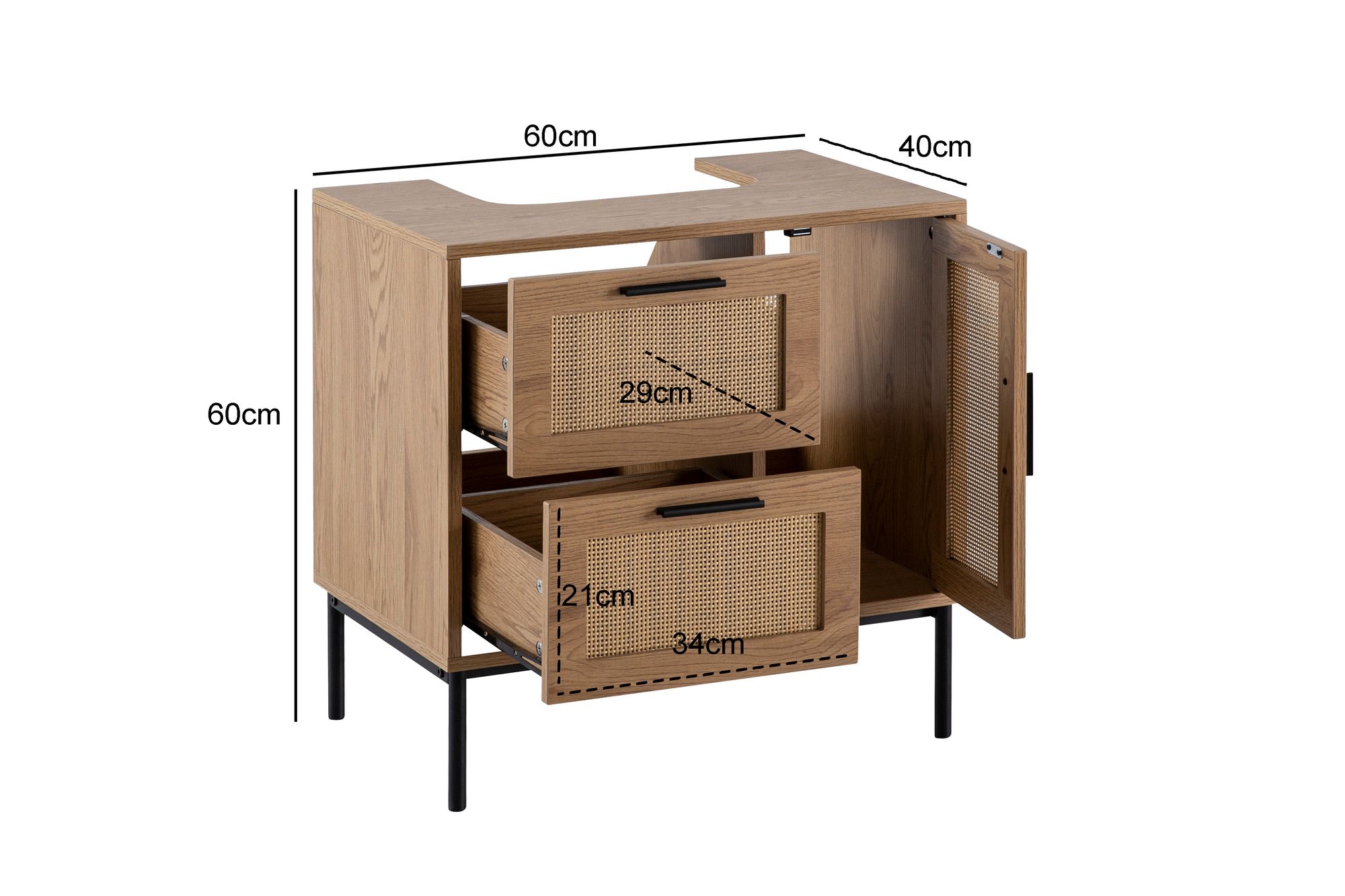 Waschbeckenunterschrank FineBuy Badschrank 60x60x40cm Bad Unterschrank Schublade – Ansicht 3