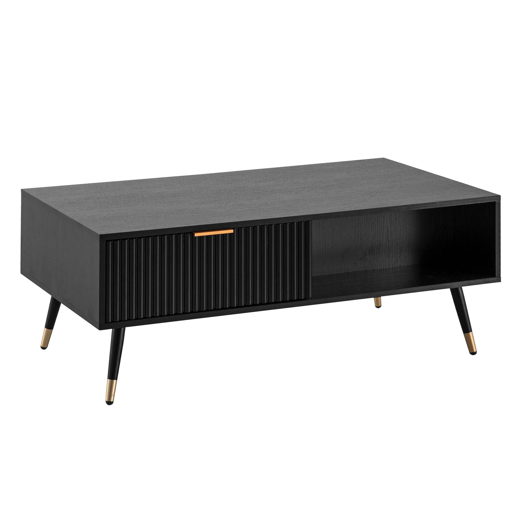 Couchtisch FineBuy Sofatisch 110x60 cm Schwarz Eiche Wohnzimmertisch Stauraum – Ansicht 6