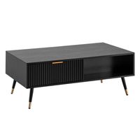 Couchtisch FineBuy Sofatisch 110x60 cm Schwarz Eiche Wohnzimmertisch Stauraum – Ansicht 6