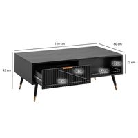 Couchtisch FineBuy Sofatisch 110x60 cm Schwarz Eiche Wohnzimmertisch Stauraum – Ansicht 3