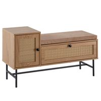 Schuhbank FineBuy Schuhregal 100 cm Garderobe mit Sitzbank Rattan Eiche Klein – Ansicht 6