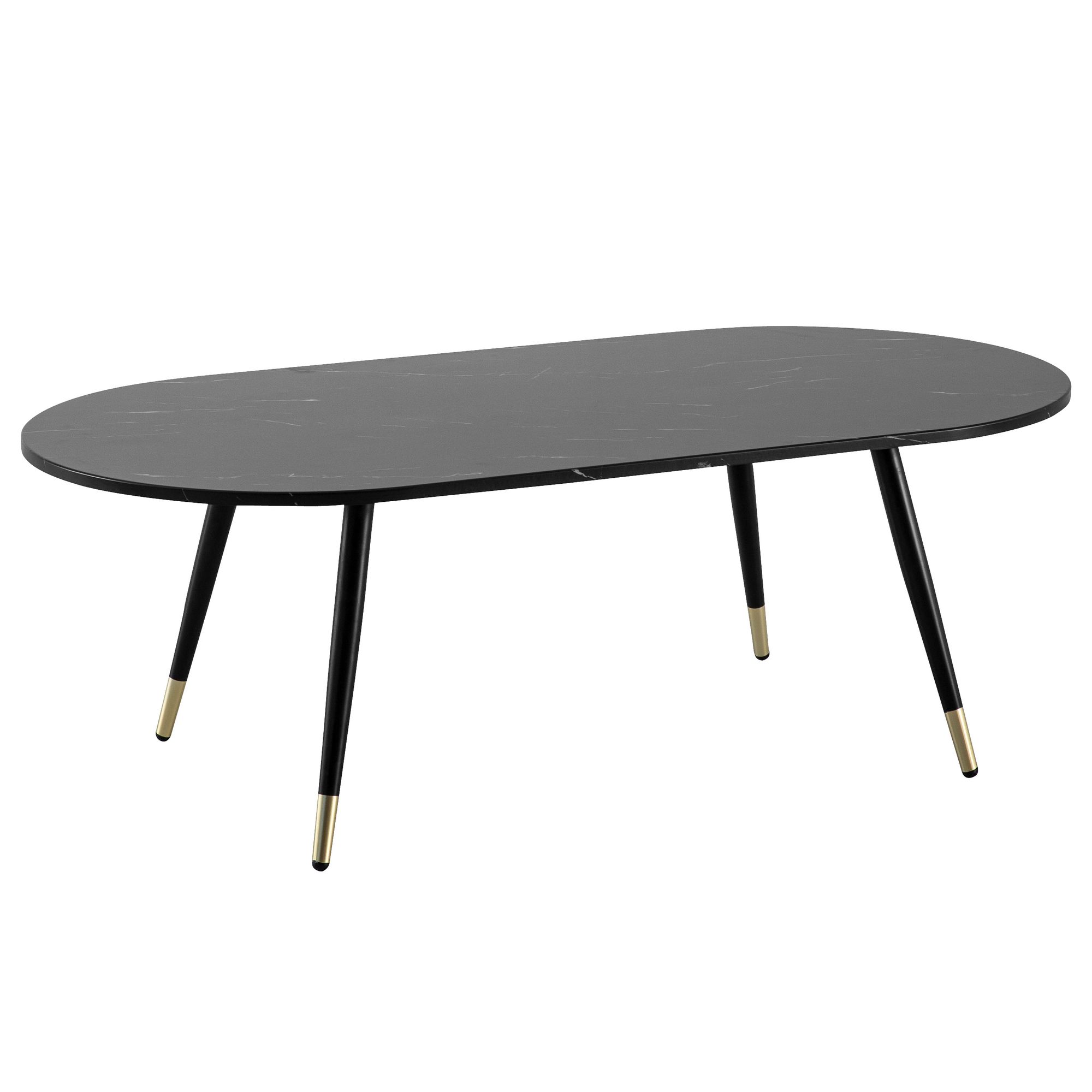 FineBuy Couchtisch 120x60x41,5 cm mit Marmor Optik Modern, Design Wohnzimmertisch mit Metall-Gestell, Sofatisch Oval Tisch Groß, Beistelltisch Wohnzimmer