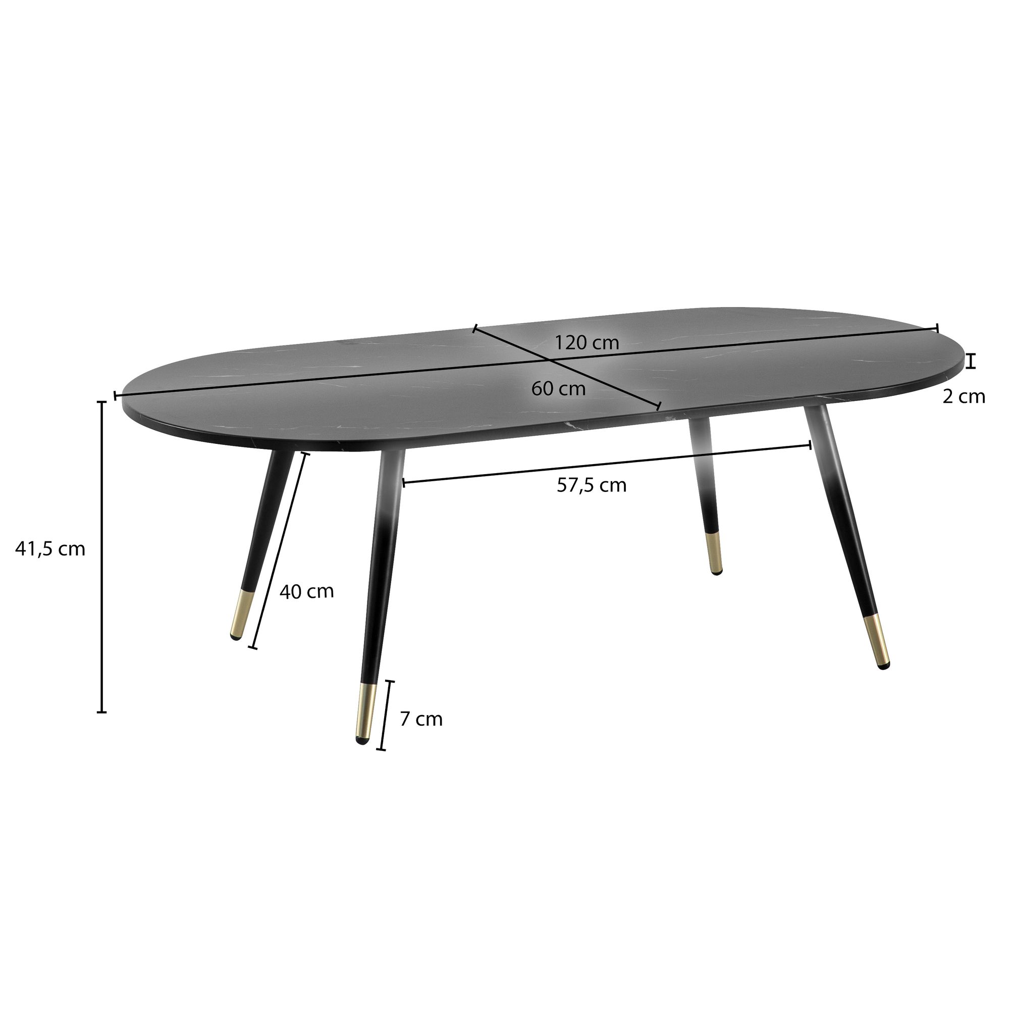 Couchtisch FineBuy Sofatisch Marmor Optik 120 cm Wohnzimmertisch Tisch Modern – Ansicht 3