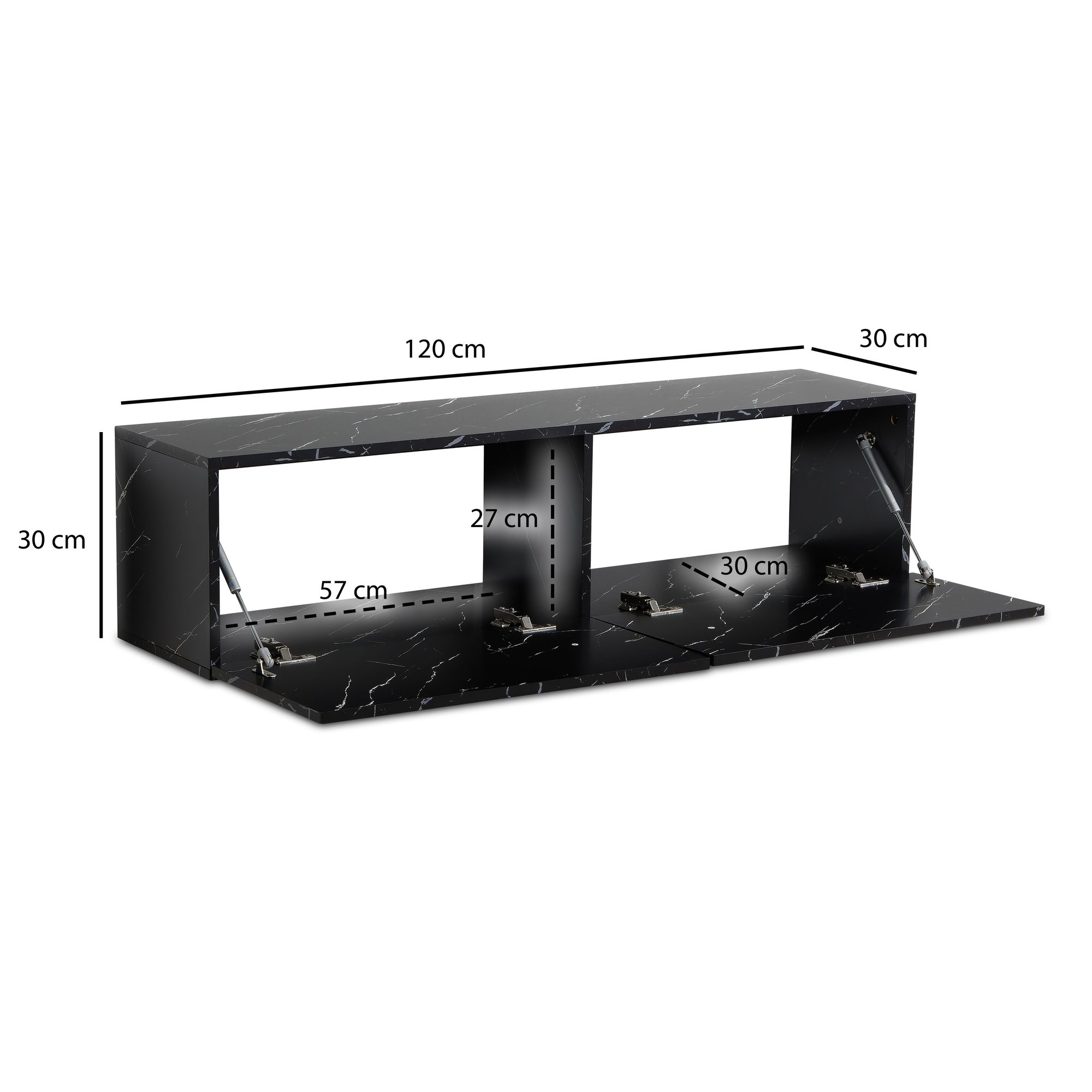 TV Schrank FineBuy Hängend 120 cm Lowboard Marmor-Optik TV-Kommode Klapptür – Ansicht 3