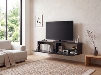 TV Schrank FineBuy Hängend 120 cm Lowboard Marmor-Optik TV-Kommode Klapptür – Ansicht 2