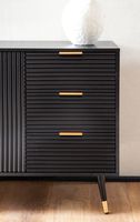 Sideboard 120cm Kommode mit 2 Türen & 3 Schubladen in MDF Eiche Schwarz Dekor – Ansicht 4