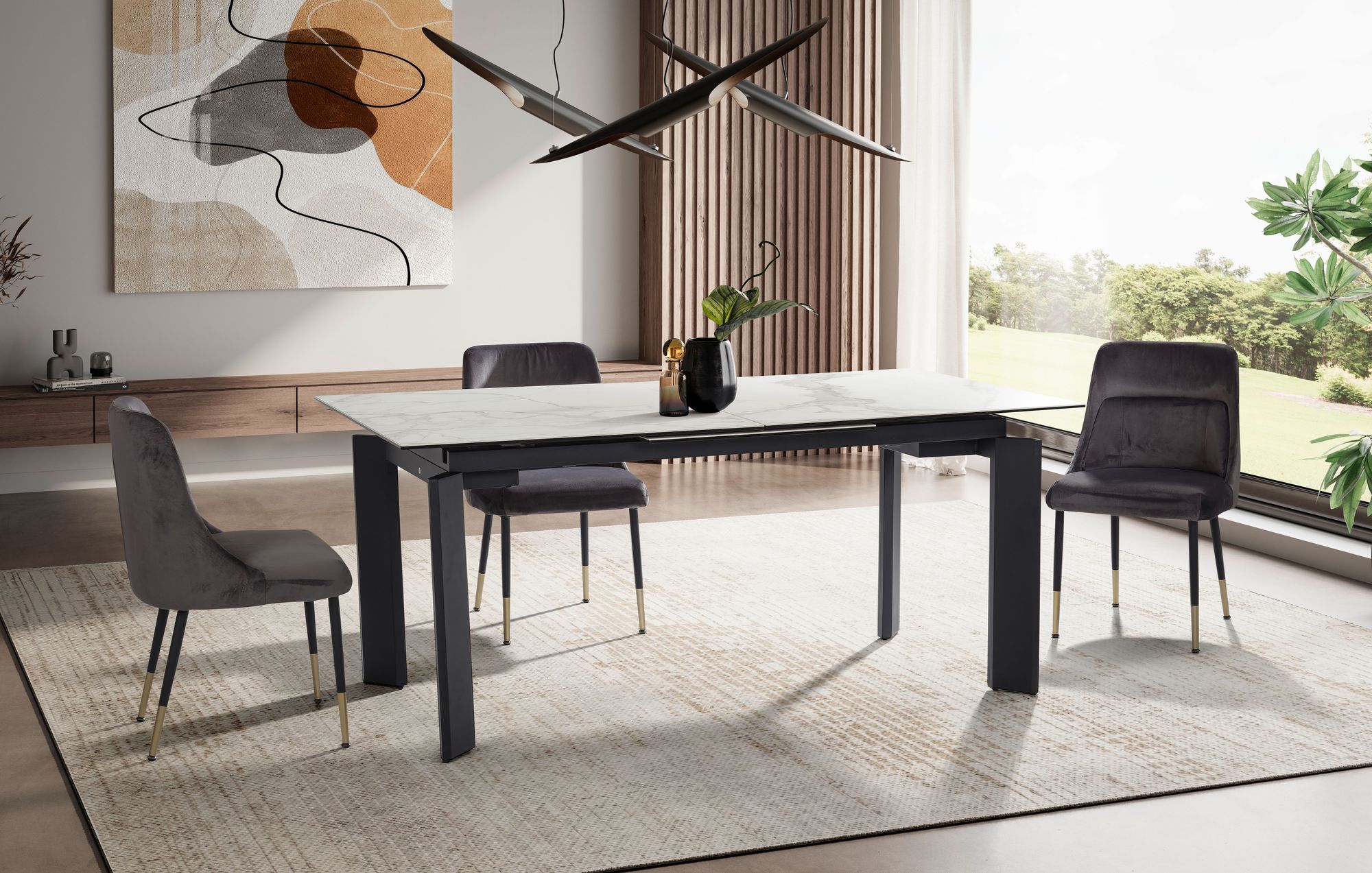 FineBuy Ausziehbarer Design Esstisch 180 - 240 cm Glas Keramik Keramiktisch Esszimmertisch – Ansicht 2