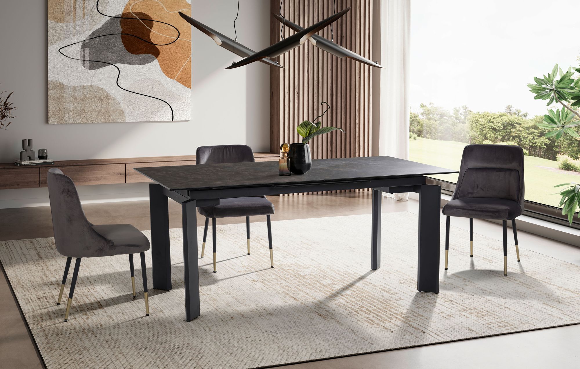 FineBuy Ausziehbarer Design Esstisch 180 - 240 cm Glas Keramik Keramiktisch Esszimmertisch – Ansicht 4