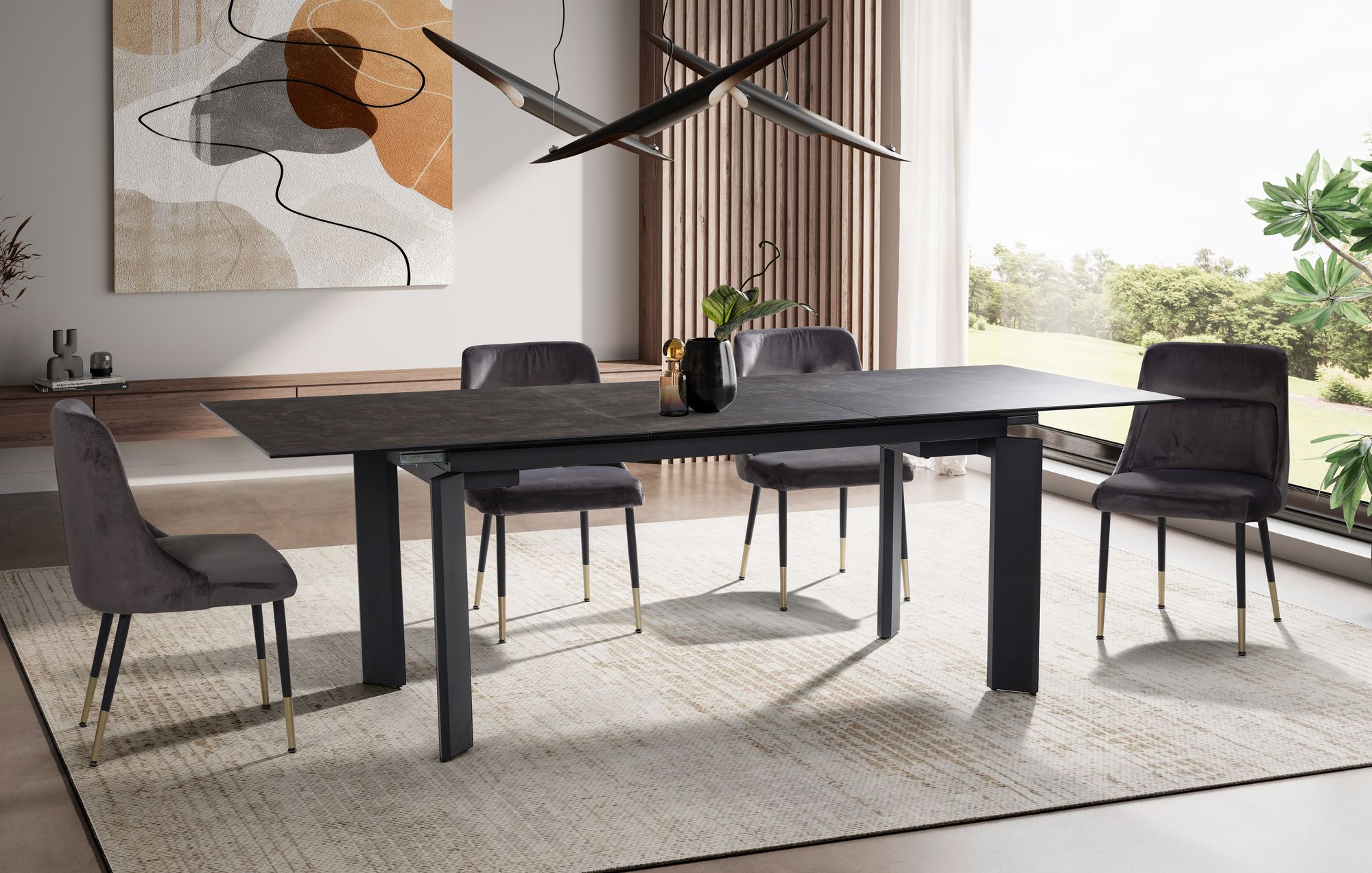 FineBuy Ausziehbarer Design Esstisch 180 - 240 cm Glas Keramik Keramiktisch Esszimmertisch – Ansicht 2