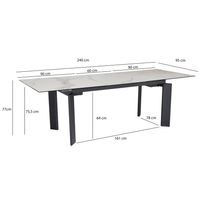 FineBuy Ausziehbarer Design Esstisch 180 - 240 cm Glas Keramik Keramiktisch Esszimmertisch – Ansicht 3