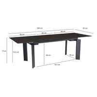 FineBuy Ausziehbarer Design Esstisch 180 - 240 cm Glas Keramik Keramiktisch Esszimmertisch – Ansicht 3