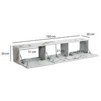 TV Schrank FineBuy Hängend 160 cm Lowboard Marmor-Optik TV-Kommode Klapptür – Ansicht 3
