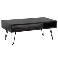 Couchtisch Massivholz schwarz 100cm rechteckig Wohnzimmertisch Ablage Industrial – Ansicht 6