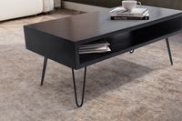Couchtisch Massivholz schwarz 100cm rechteckig Wohnzimmertisch Ablage Industrial – Ansicht 5