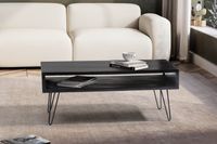 Couchtisch Massivholz schwarz 100cm rechteckig Wohnzimmertisch Ablage Industrial – Ansicht 2