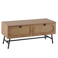 TV-Board 100cm MDF Eiche Dekor 2 Schubladen Wiener Geflecht Ratten Fernsehschrank Lowboard – Ansicht 6