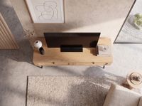 TV-Board 100cm MDF Eiche Dekor 2 Schubladen Wiener Geflecht Ratten Fernsehschrank Lowboard – Ansicht 5