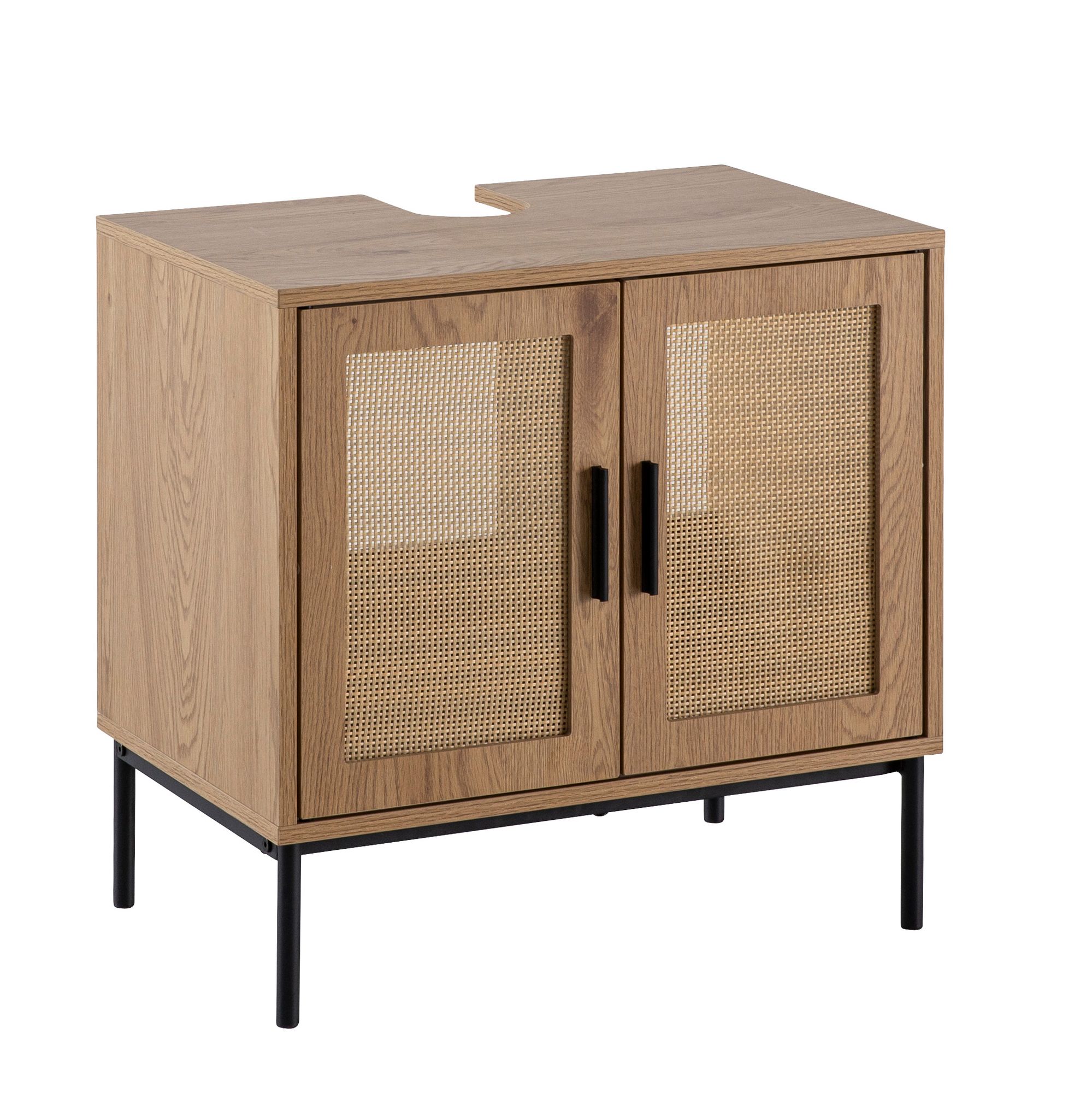Waschbeckenunterschrank FineBuy Badschrank 60x60x40 cm Unterschrank Eiche Optik – Ansicht 6