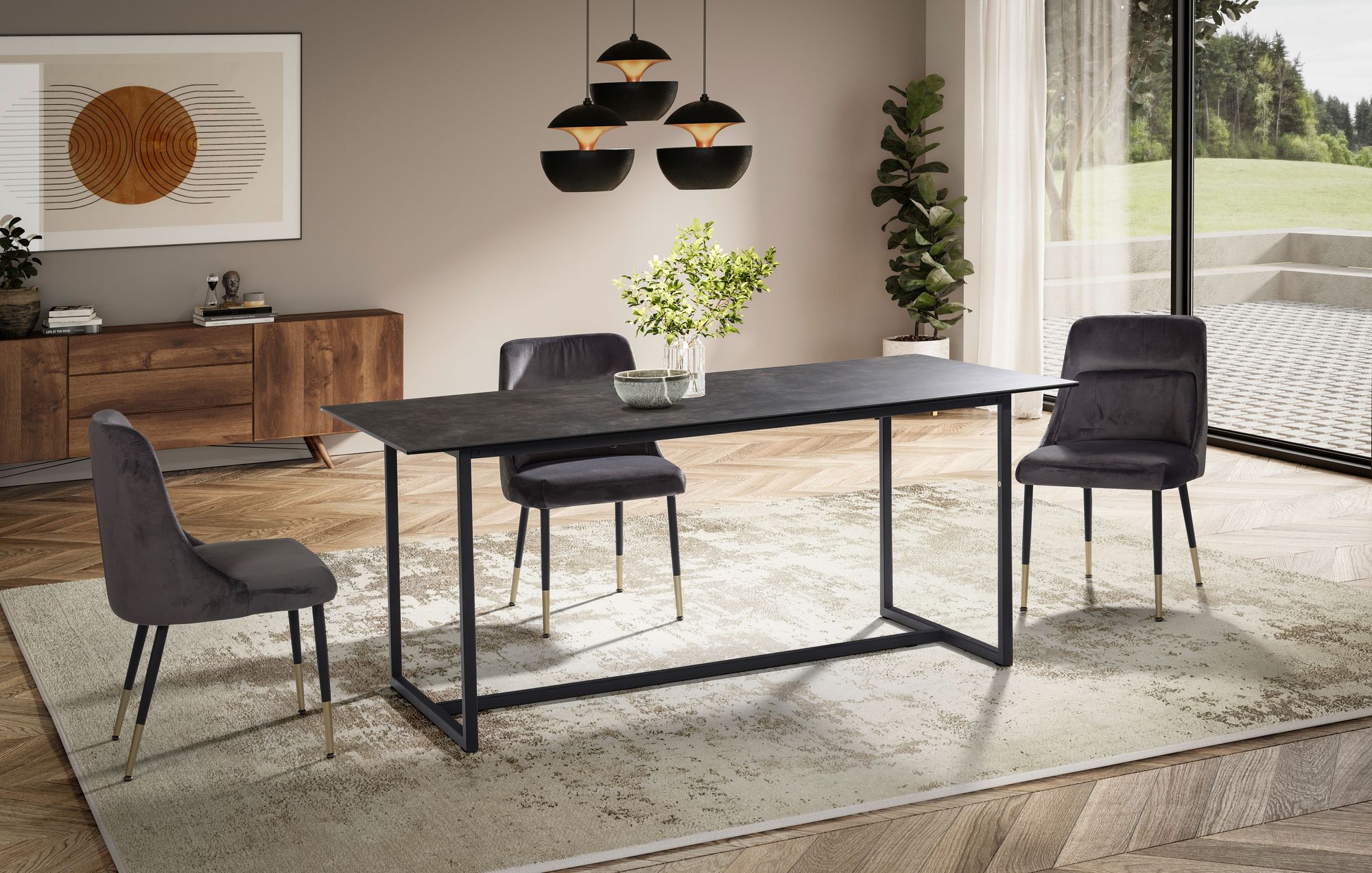 FineBuy Design Esstisch Keramik Glas 180 x 90 cm Keramiktisch Esszimmertisch