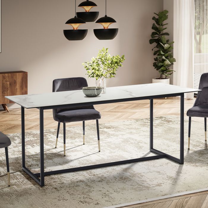 FineBuy Design Esstisch Keramik Glas 180 x 90 cm Keramiktisch Esszimmertisch