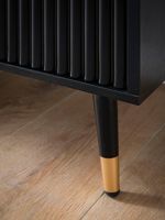 Sideboard 150cm MDF Eiche Schwarz Dekor Kommode mit 4 Türen edles Design – Ansicht 8