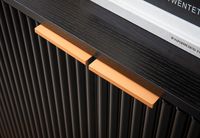 Sideboard 150cm MDF Eiche Schwarz Dekor Kommode mit 4 Türen edles Design – Ansicht 7