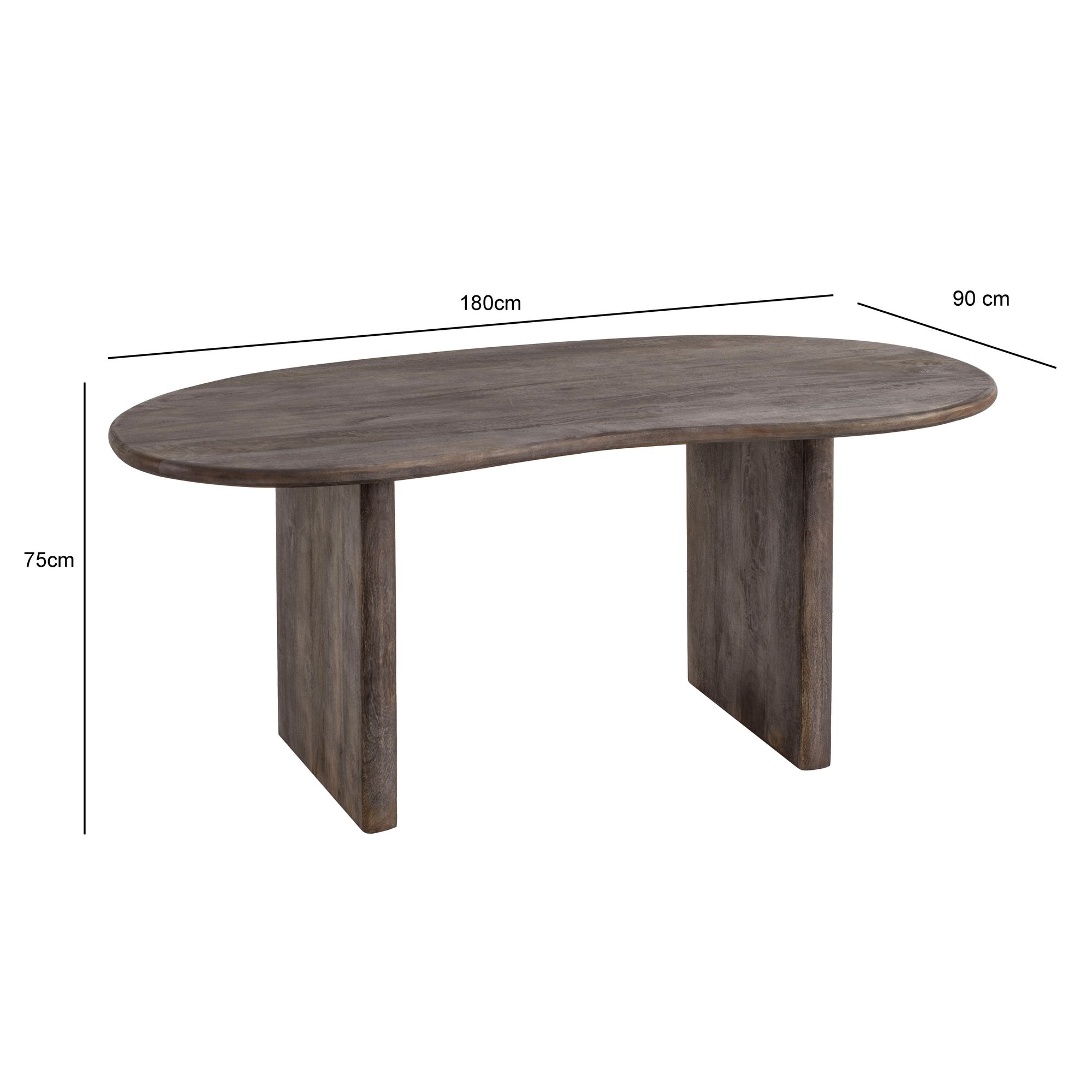 Esszimmertisch FineBuy Esstisch 180 cm Holz Dunkelbraun Küchentisch Nierenform – Ansicht 3