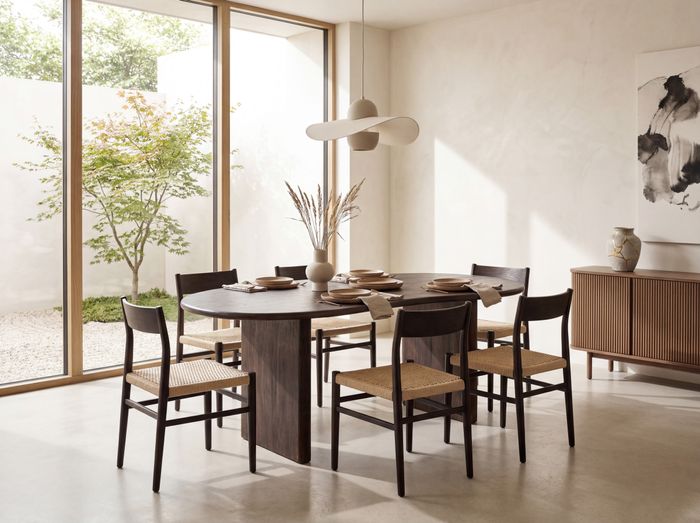 FineBuy Design Esstisch 180cm Massivholz in Braun - Massiver Esszimmertisch - Holztisch in Nierenform organisch - Retro Tisch für Esszimmer