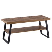 Couchtisch FineBuy Sofatisch 100 cm Braun Fischgrät Wohnzimmertisch Ablage – Ansicht 6