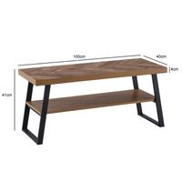 Couchtisch FineBuy Sofatisch 100 cm Braun Fischgrät Wohnzimmertisch Ablage – Ansicht 3
