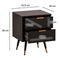 Nachttisch FineBuy Nachtkommode Boxspringbett 56 cm Schwarz Eiche Schubladen – Ansicht 3