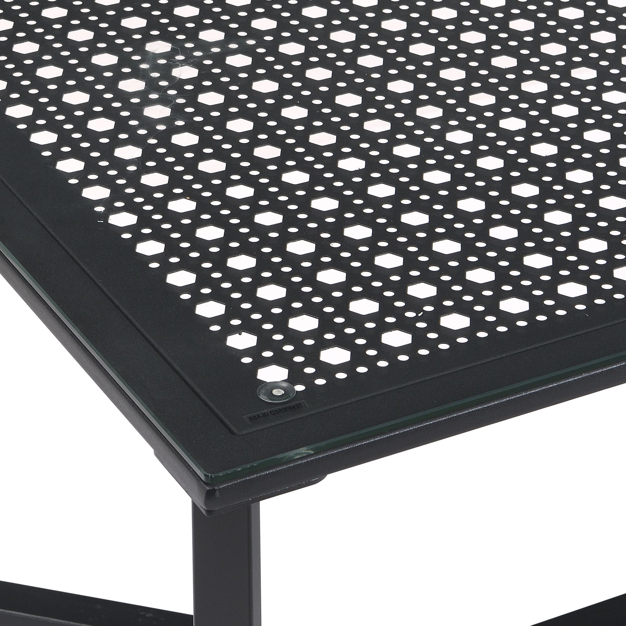WOHNLING Couchtisch Glas Metall Schwarz 100 cm Wohnzimmertisch Rechteckig Modern – Ansicht 5