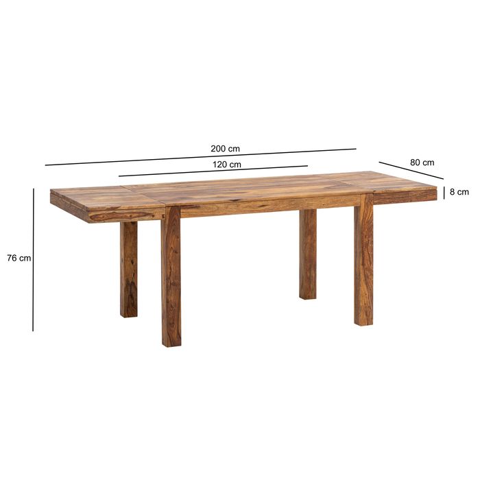 Esszimmertisch Erweiterbar FineBuy Esstisch 120 - 200 cm Holz Massiv Küchentisch – Maßzeichnung