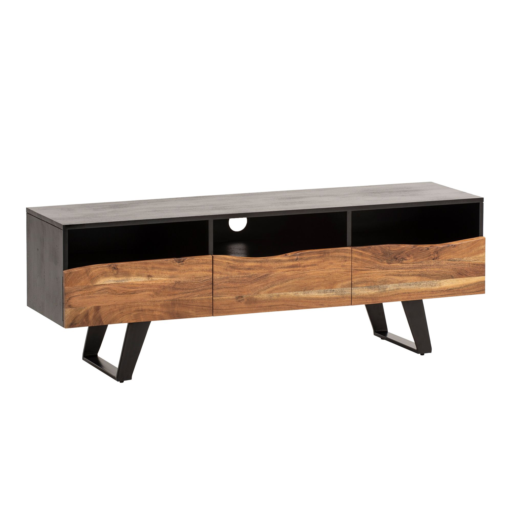 Massive TV-Board Kommode 140cm Akazie Massivholz Baumkante Lowboard Fernsehschrank – Ansicht 6