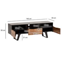 Massive TV-Board Kommode 140cm Akazie Massivholz Baumkante Lowboard Fernsehschrank – Ansicht 3