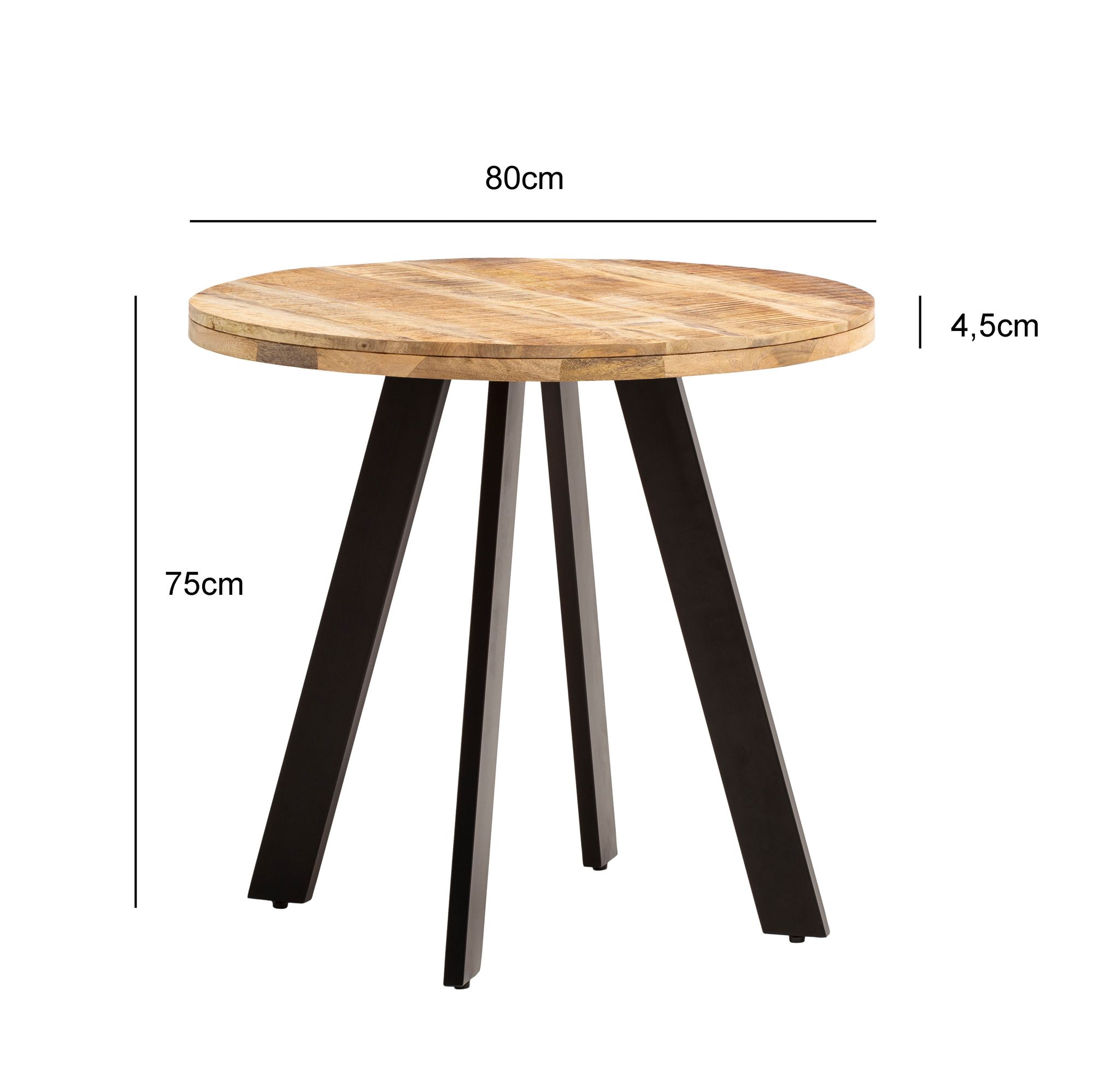 Esstisch rund Ø80 cm Mango Massivholz Küchentisch Esszimmertisch Industrial Stil – Ansicht 3