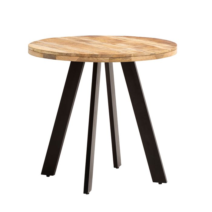 FineBuy Esszimmertisch 80x80x75 cm Mango Massivholz Esstisch Modern, Küchentisch Massiv mit Metallbeinen, Holztisch Esszimmer Rund, Kleiner Speisetisch Holz