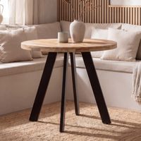 Esstisch rund Ø80 cm Mango Massivholz Küchentisch Esszimmertisch Industrial Stil – Ansicht 1
