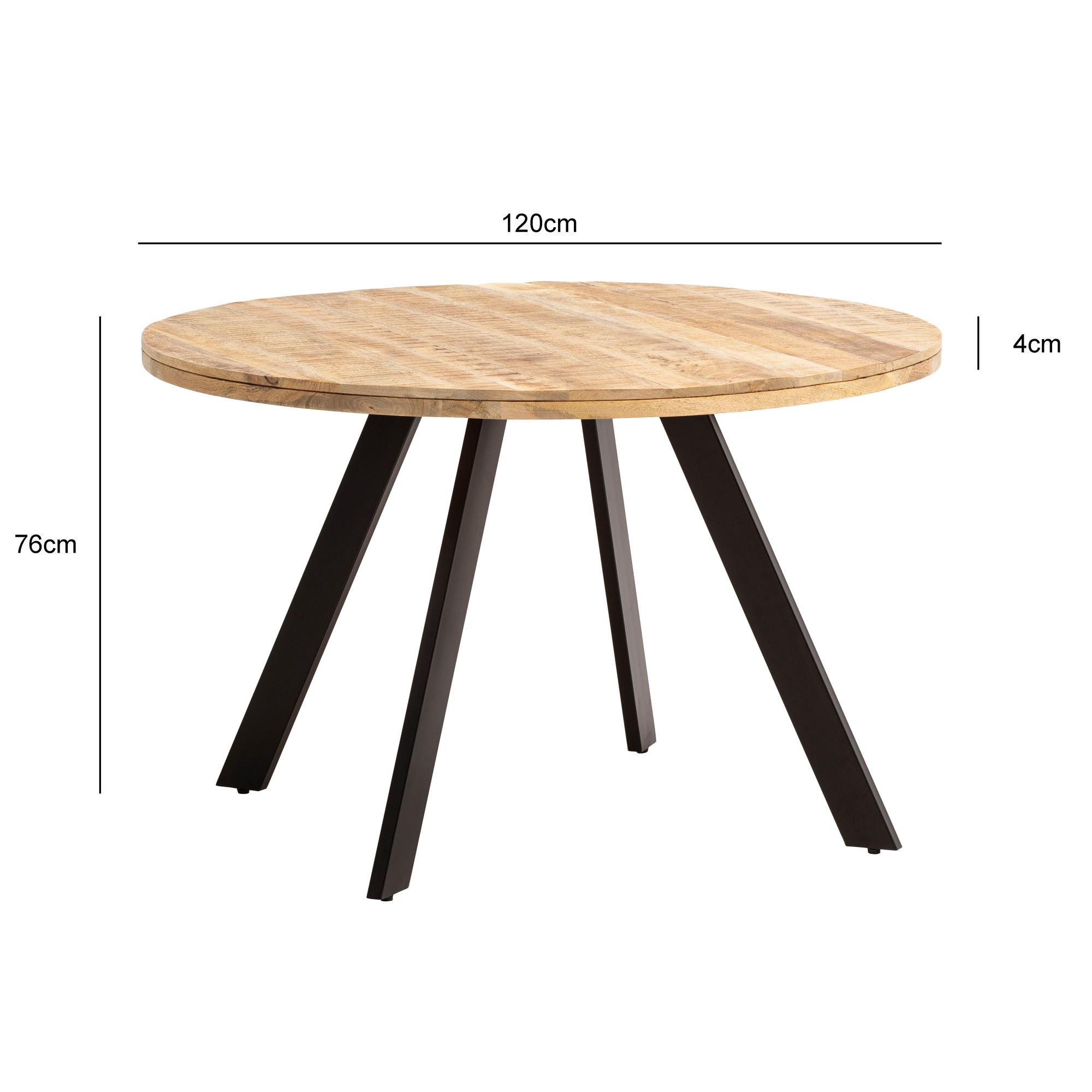 Esszimmertisch FineBuy Esstisch 120 cm Mango Holz Massiv Küchentisch Rund Modern – Ansicht 3