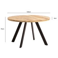 Esszimmertisch FineBuy Esstisch 120 cm Mango Holz Massiv Küchentisch Rund Modern – Ansicht 3