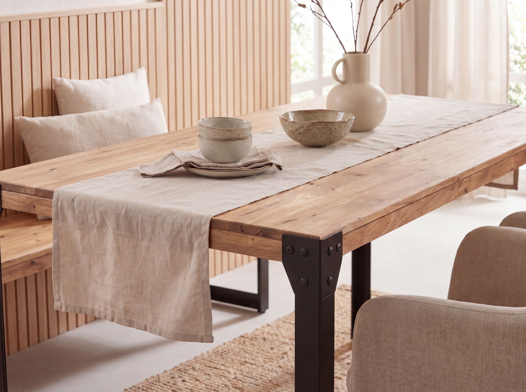 Esszimmertisch FineBuy 120 cm Esstisch Akazie Holz Massiv Küchentisch Industrial – Ansicht 4