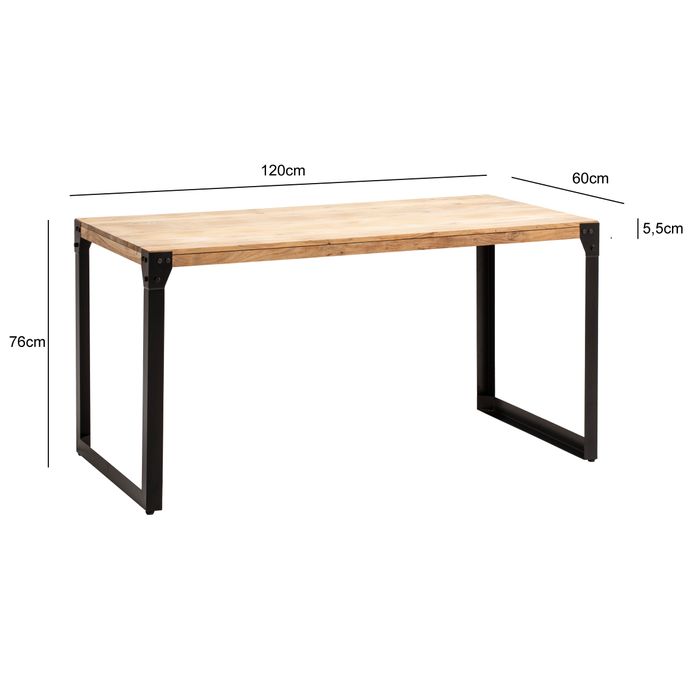 Esszimmertisch FineBuy 120 cm Esstisch Akazie Holz Massiv Küchentisch Industrial – Maßzeichnung