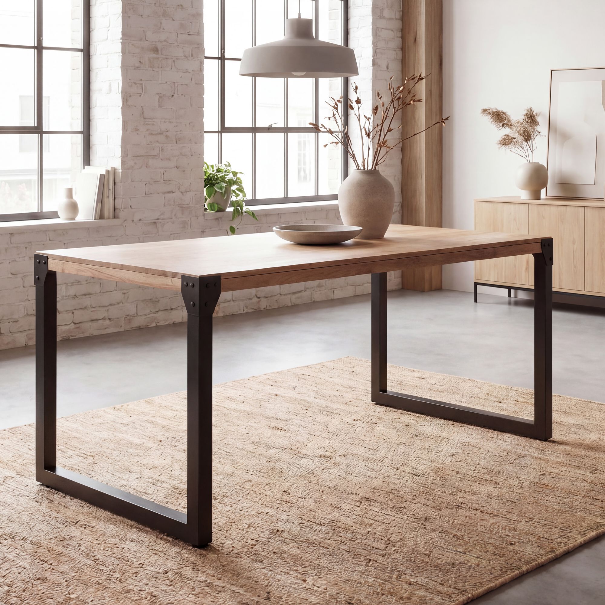 Esszimmertisch FineBuy Esstisch Akazie Holz Massiv Metall Küchentisch Industrial – Ansicht 1