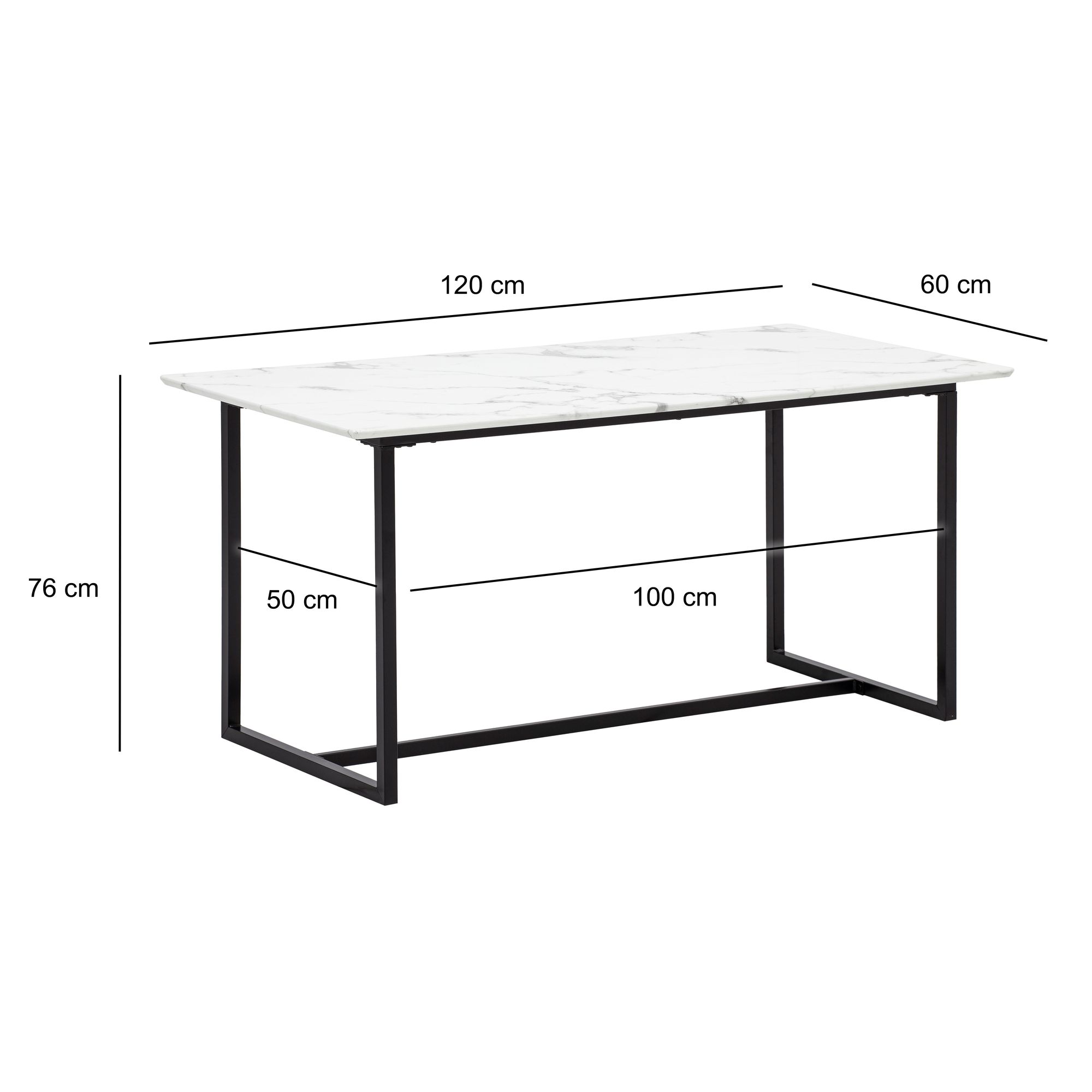Esszimmertisch FineBuy Küchentisch 120 cm Marmor Optik Weiß Klein Esstisch – Ansicht 3