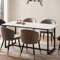 Esszimmertisch FineBuy Küchentisch 120 cm Marmor Optik Weiß Klein Esstisch – Ansicht 1
