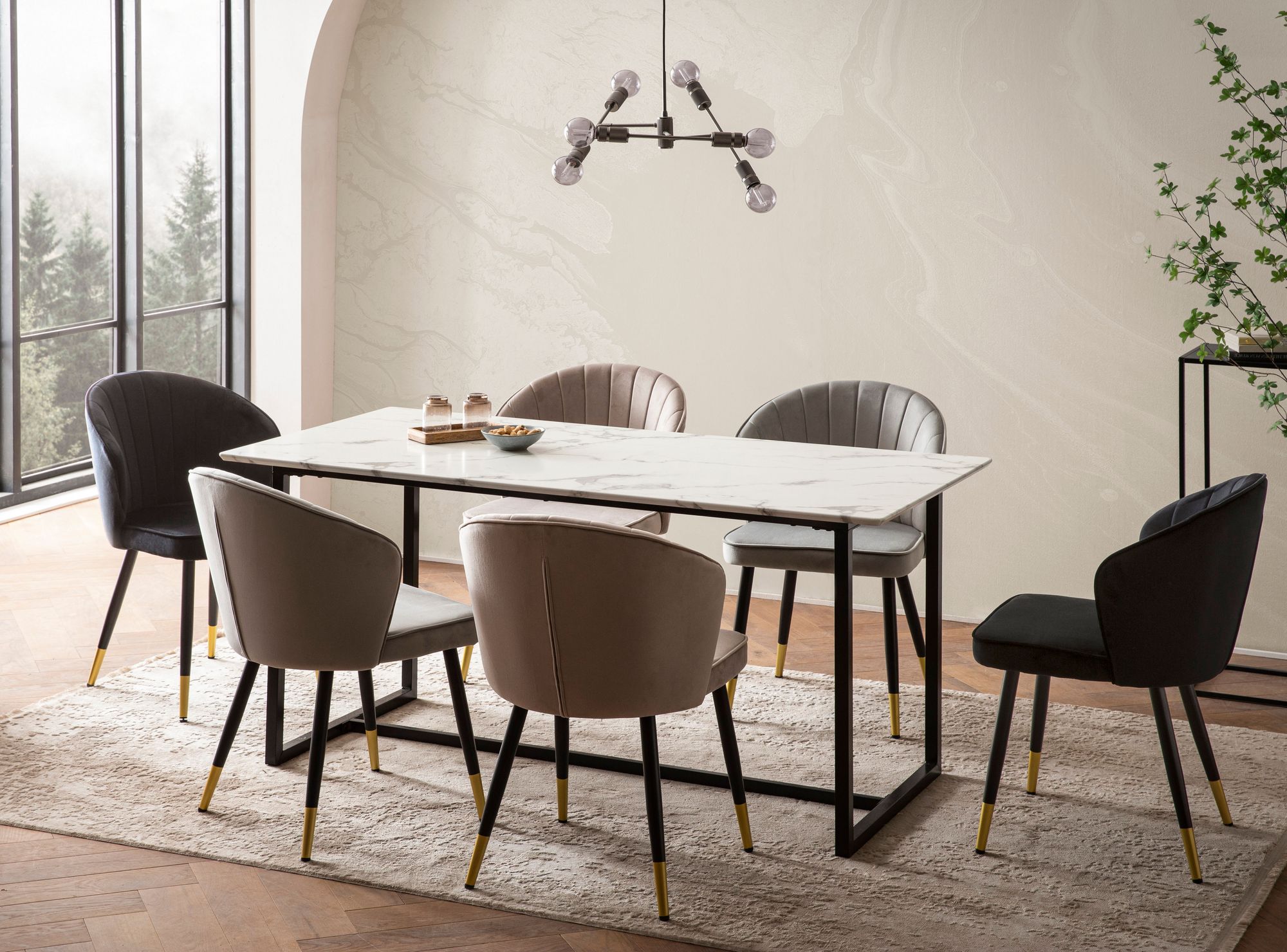 Esszimmertisch FineBuy Marmor Optik Weiß Esstisch Küchentisch Tisch Esszimmer – Ansicht 2