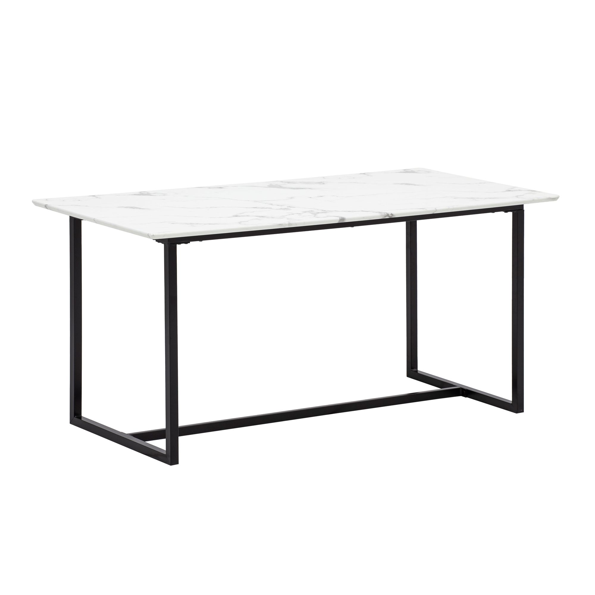 FineBuy Esszimmertisch Weiß Esstisch in Marmor-Optik Modern, Küchentisch mit Metallbeinen, Speisetisch Rechteckig, Tisch Esszimmer