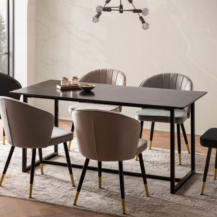 Esszimmertisch FineBuy Marmor Optik Schwarz Esstisch Küchentisch Tisch Esszimmer