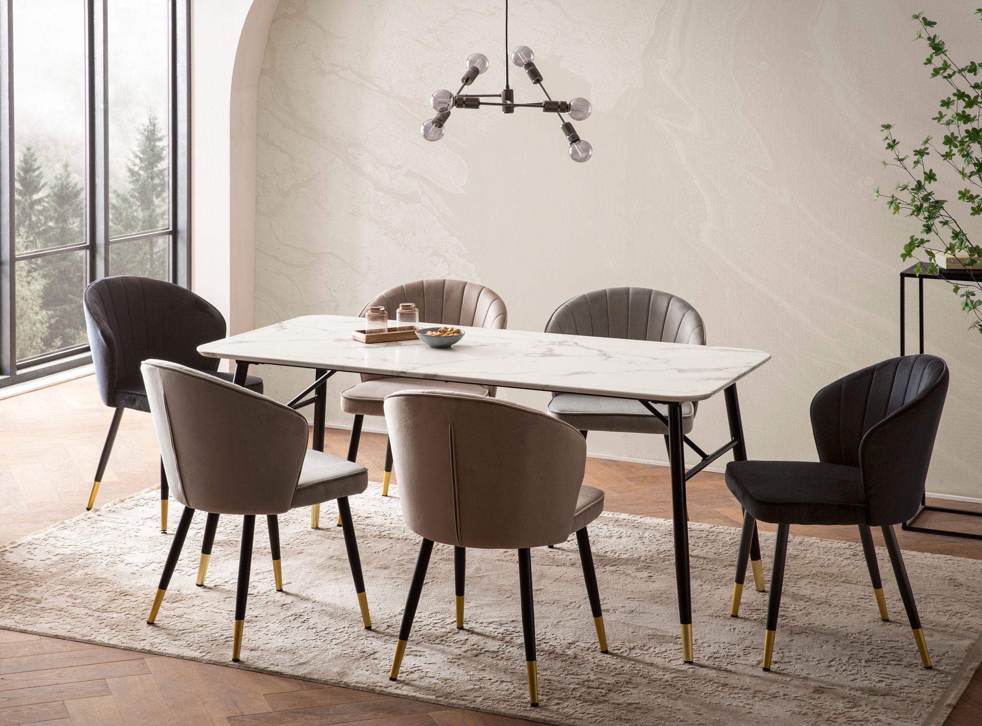 Esszimmertisch FineBuy Marmor Optik Weiß Esstisch Küchentisch Tisch Esszimmer – Ansicht 2