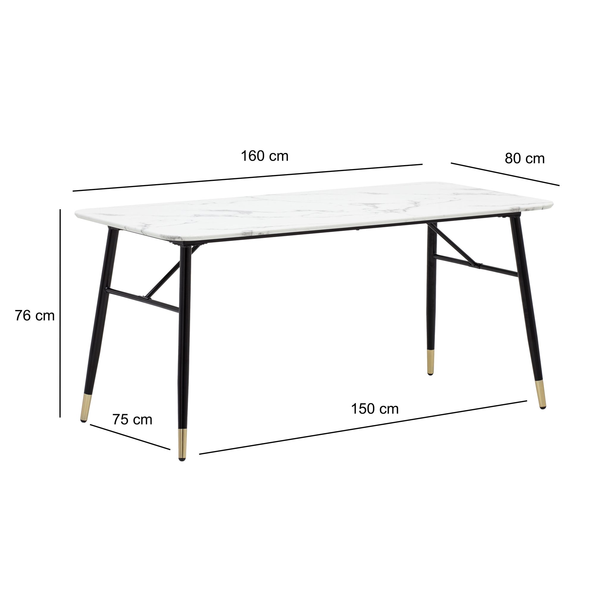 Esszimmertisch FineBuy Marmor Optik Weiß Esstisch Küchentisch Tisch Esszimmer – Ansicht 3
